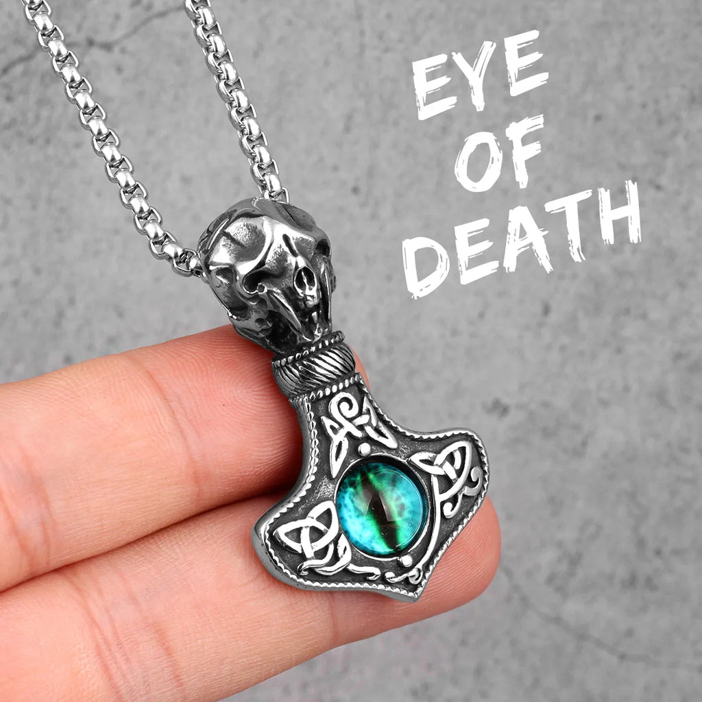 PENDRA Evil Eye Skull Steel Necklace