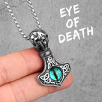 PENDRA Evil Eye Skull Steel Necklace