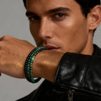 3pcs Green Natural Stone Beaded Bracelet for Men,5MM African Turquoise Stacked Elastic Bracelet,Trendy Male Jewelry Gift