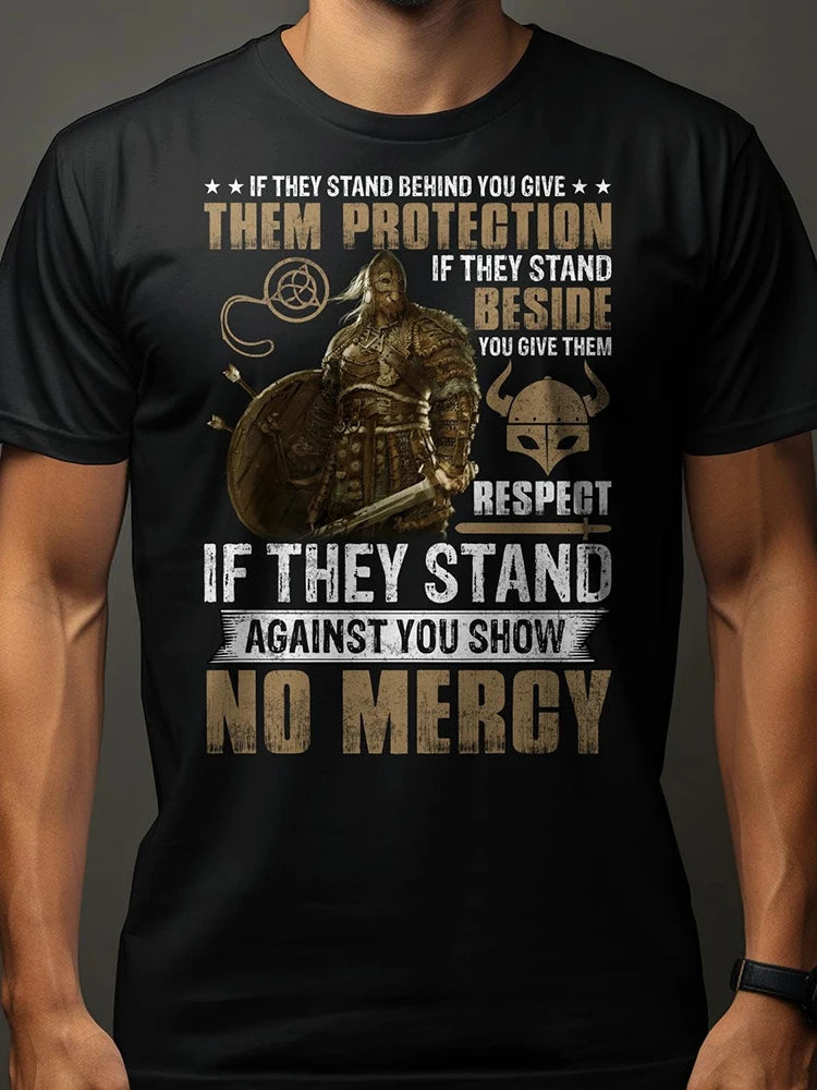 Summer Men's Street Fashion Short-sleeved Top Men's Viking Warrior T-Shirt Valhalla Nordic Norse Mythology Odin Thor T-shirt