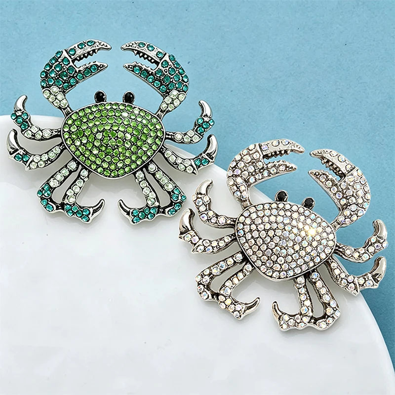 Wuli&baby Cut Crab Brooches For Women Men 2-color Beautiful Rhinestone Animal Party Casual Brooch Gifts