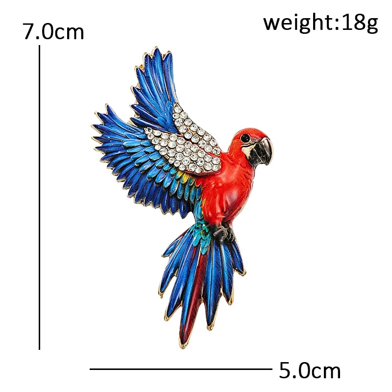 PENDRA Flying Parrot Rhinestone Brooch
