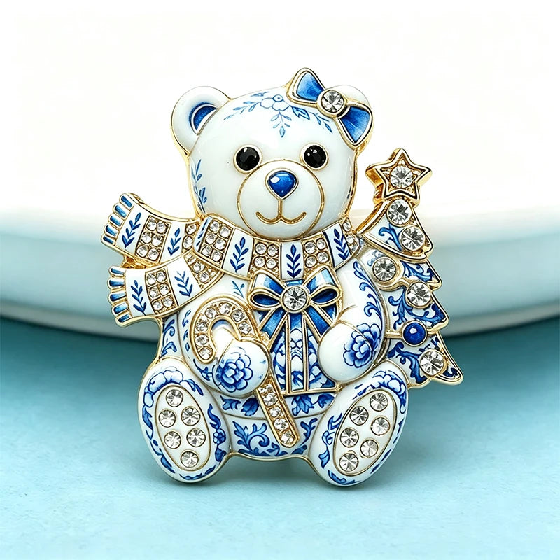 PENDRA Noel Rhinestone Christmas Bear Brooch