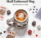 Halloween Spooky Skull Stein Mug 3D Relief Skeleton Pattern Stainless Steel Inner Tank Gothic Pub Bar Whiskey Wine Drink Cup