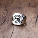 Men Viking Vegvisir Pirate Signet Ring, Free Custom Personalized Stainless Steel Finger Bands Ring for Boys, Amulet Jewelry Gift
