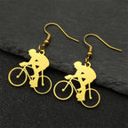 Hiphop Bike Man Dangle Earrings For Women Men Stainless Steel Gold Silver Color Male Drop Earring Jewelry Gifts