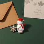 PENDRA Enamel Snowflake Snowman Brooch