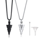 Mens Cremation Urn Necklace for Ashes,Stainless Steel Tribal  Arrowhead Memorial Pendant,Bereavement Keepsakes Gifts