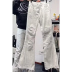 Spring Summer 2026 Trendy Brand Versatile Ruffian Handsome Ripped Flare Young Light Weight Casual Jeans Hip Hop Long Pants Men