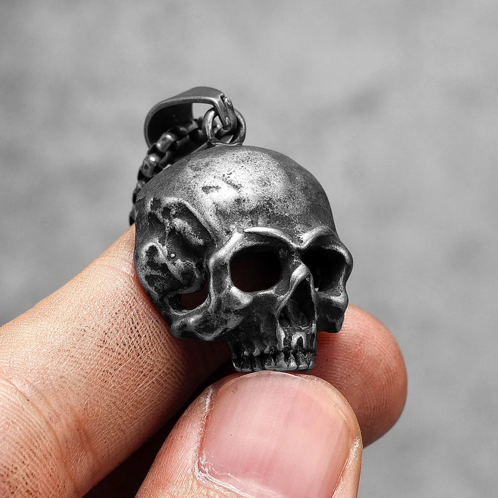 Vintage Black Skull Cranium Stainless Steel Men Women Necklaces Pendants Chain Punk Gothic Jewelry Creativity Gift Wholesale