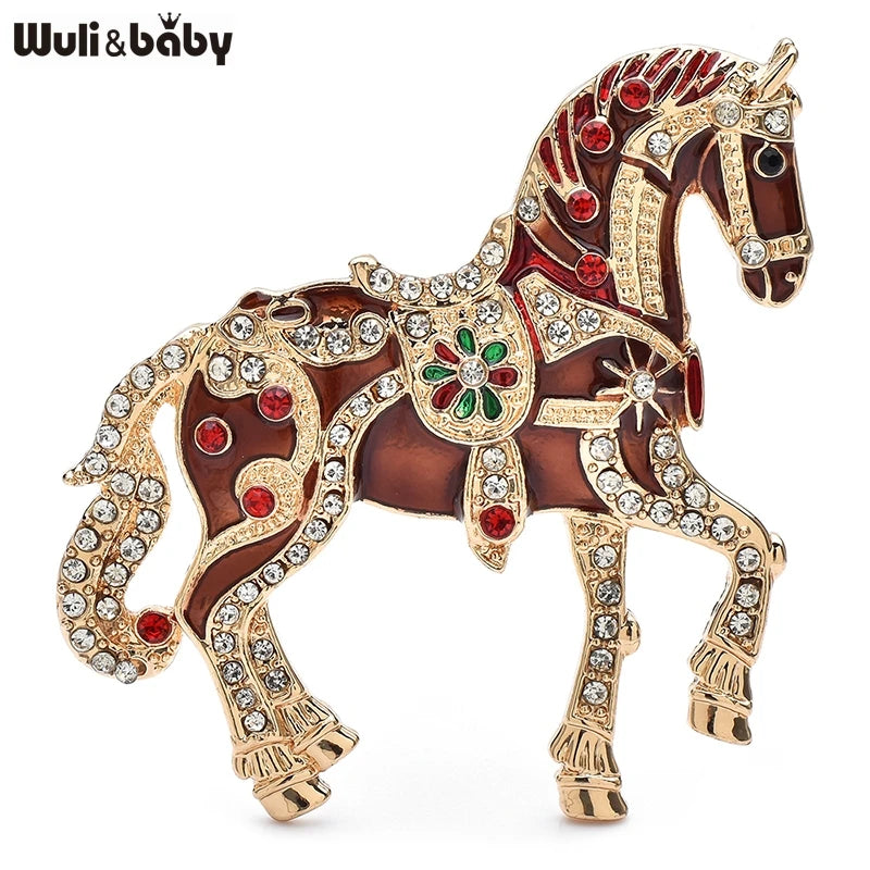 PENDRA Regal Enamel Horse Brooch