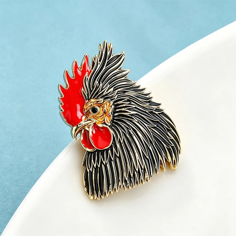 PENDRA Regalcrest Enamel Cock Brooch