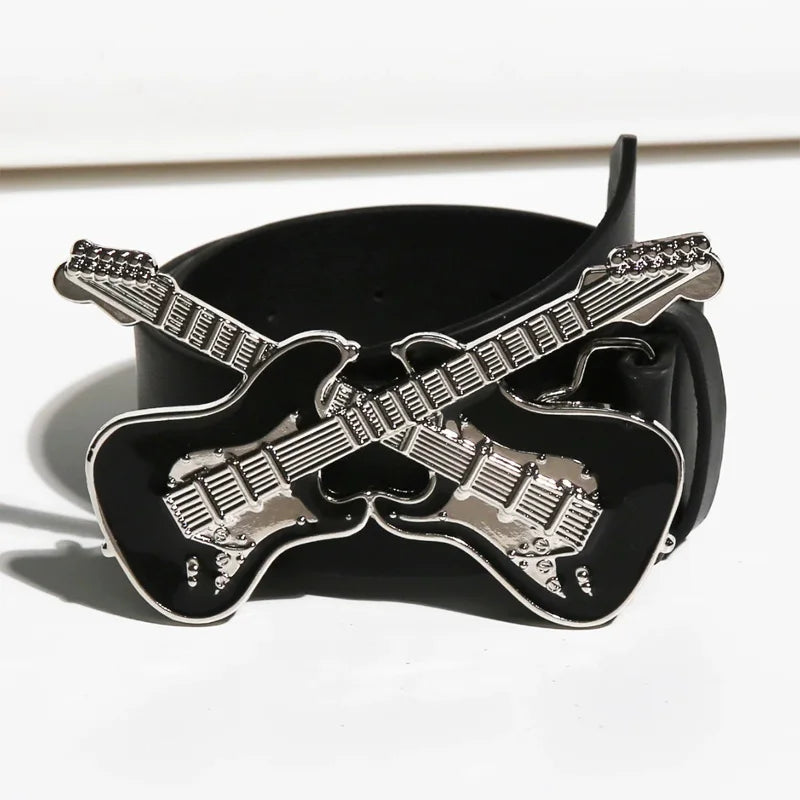 Men's Belt Bohemian Style Gothic guitar Bucket Rock and roll Women's Belt Jeans Belt Female Punk Rock Sexpot Y2K Waistband Male