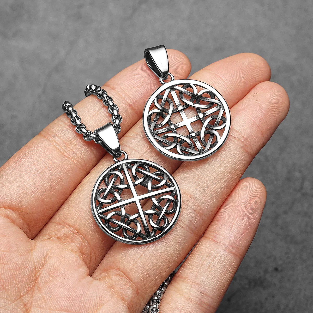 Viking Hollow Celtic Knot Men Necklaces Stainless Steel Pendant Chain Women Punk Fashion Jewelry Accessories Gifts Wholesale