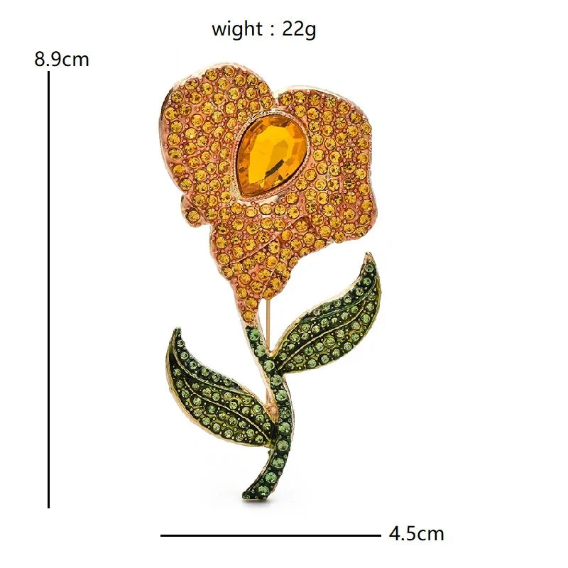 PENDRA Floraspark Big Sparkling Flower Brooch