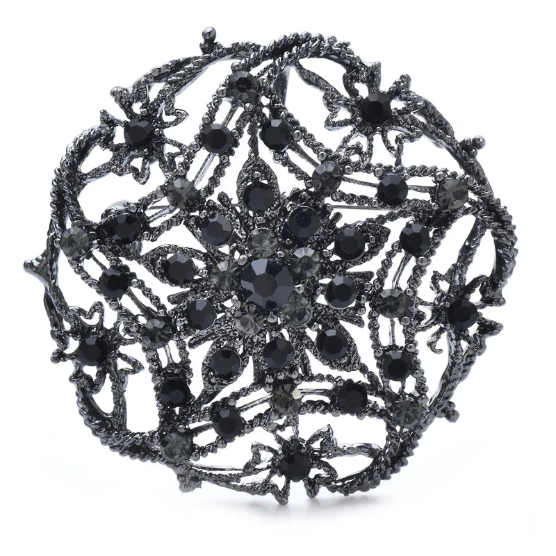 PENDRA Stella Vintage Rhinestone Star-Flower Brooch