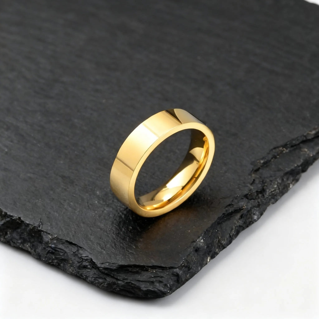 PENDRA Bend Flat Wedding Steel Ring
