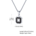 Stylish Square Pendant Necklaces for Men,Small Geometric Natural Stone Stainless Steel Pendant,Center Zircon Collars Gift