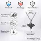Men's Stainless Steel Devil Fish Necklace,Punk Vintage 3D Devil Fish Pendant Necklace,Shark Enthusiast Gift