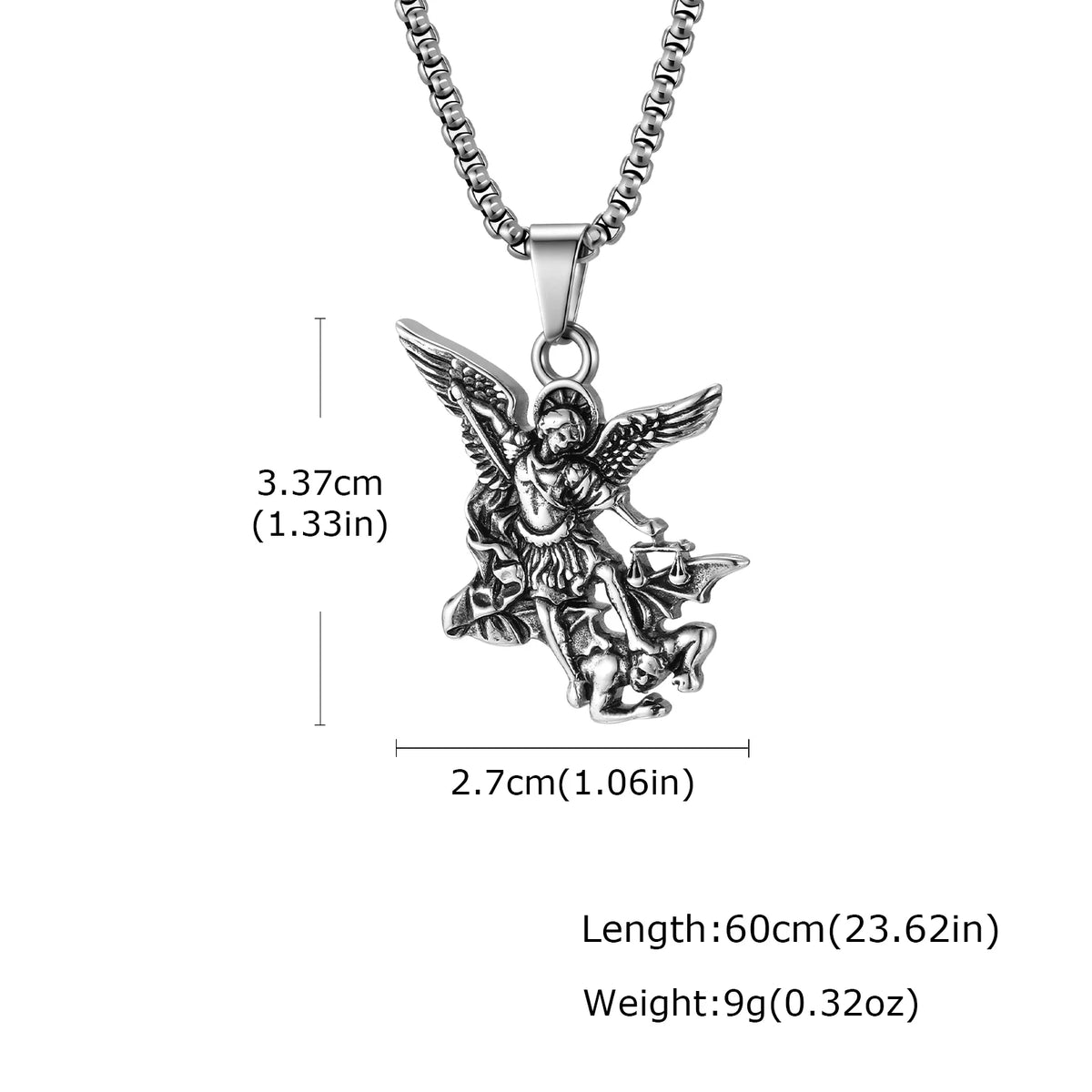 Stainless Steel Archangel St. Michael Pendant Necklace for Men Women, Religious Guardian Angel Protection Amulet Jewelry Gift