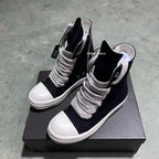 PENDRA Midnight Canvas Black Canvas High-Top Jumbo-Lace Platform Ankle Boots
