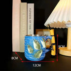 Funny Fishing Rod Handle Coffee Mug 3D Fishing Embossed Stainless Steel Cup for Men Collect Decor Family Ornament Collection