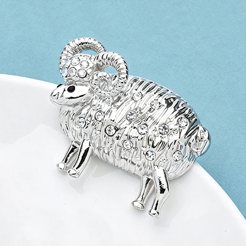 PENDRA Lovely Rhinestone Sheep Brooch