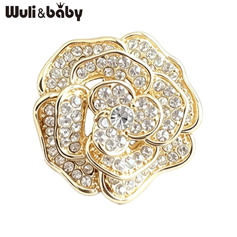 PENDRA Rosaspark Shining Rose Flower Brooch