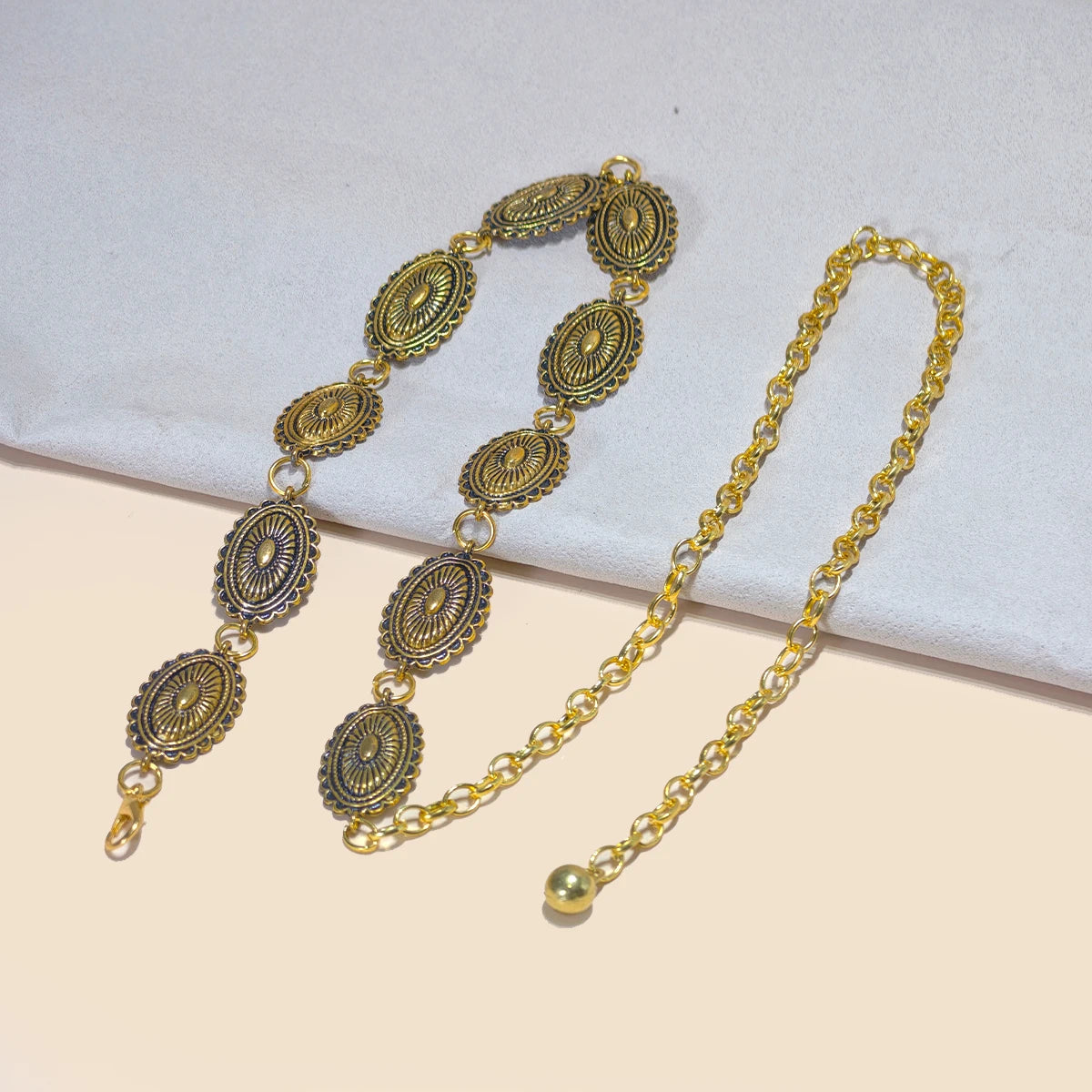 PENDRA Noraina Metal Punk Carved Waist Chain Belt