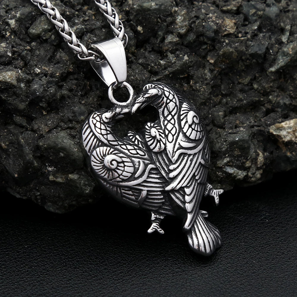 PENDRA Ravenodin Nordic Double Raven Pendant Necklace