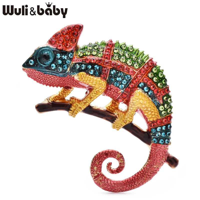 PENDRA Emerald Gecko Rhinestone Animal Brooch