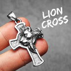 Lion King Cross Men Necklaces Stainless Steel Simple Pendant Chain Women Fashion Jewelry Punk New In Accessories Gifts Wholesale
