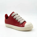 PENDRA Retro Red Red Leather Low-Top Jumbo-Lace Platform Sneakers