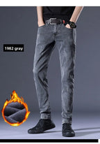Denim Winter Velvet Thickened Slim-fitting Small Feet Elastic Casual Warm Men's Pants Cotton Trousers Jeans for Men Streetwear