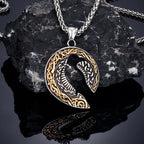 PENDRA Celtic Knot Rune Crow Necklace