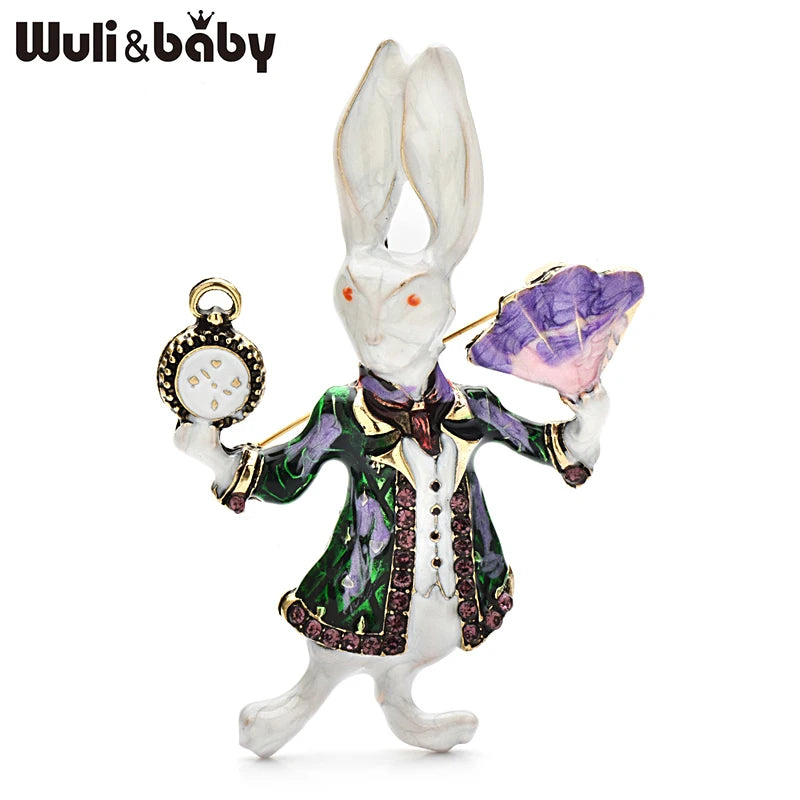 PENDRA Whimsy Enamel Rabbit Brooch