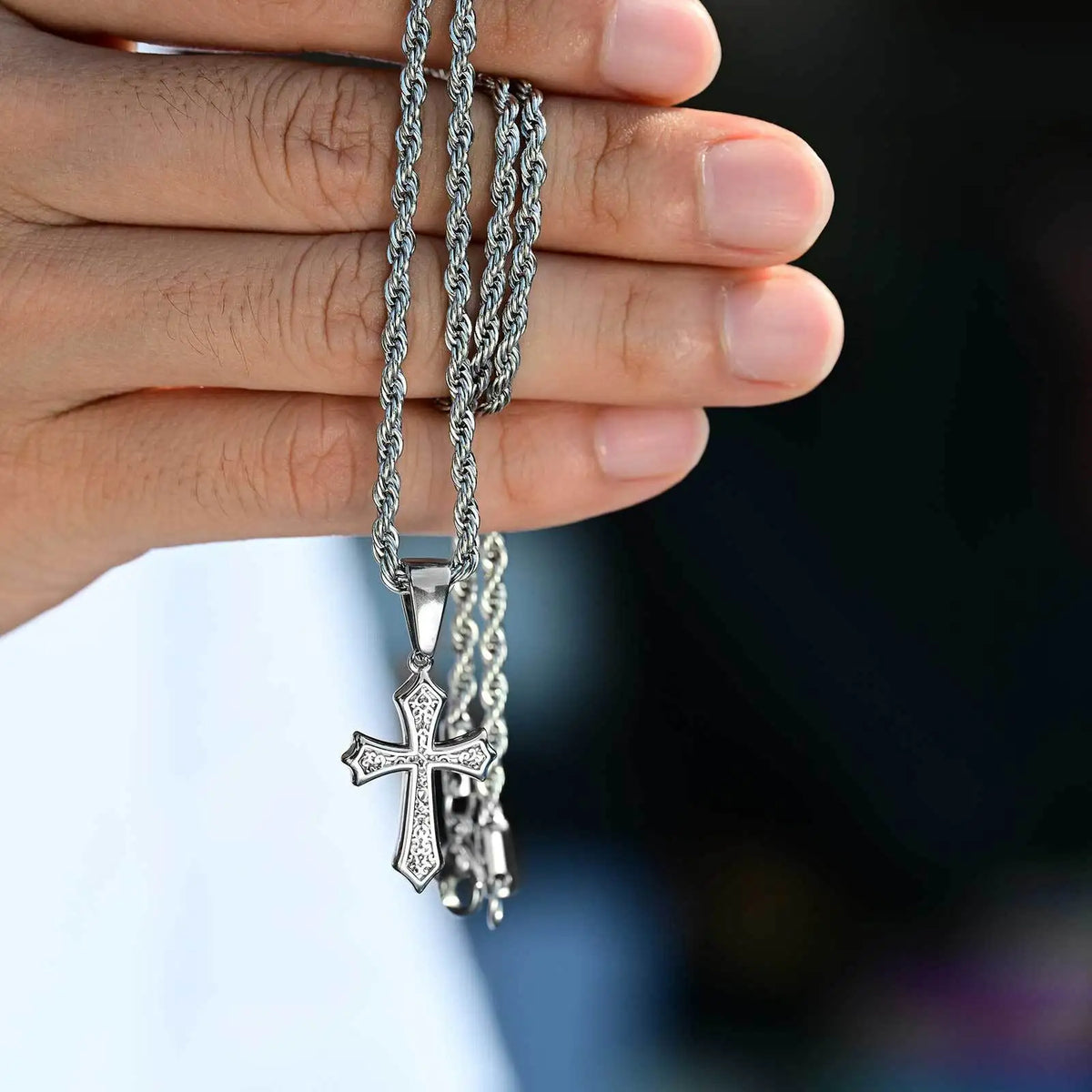 Hip-hop Cross Neckalce for Men Women,50/55/60cm Stainless Steel Cross Charm,Trendy Jewelry Gift for Him Her