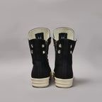 PENDRA Metalcore Black Canvas High-Top Metal-Hole Zip Lace-Up Sneakers