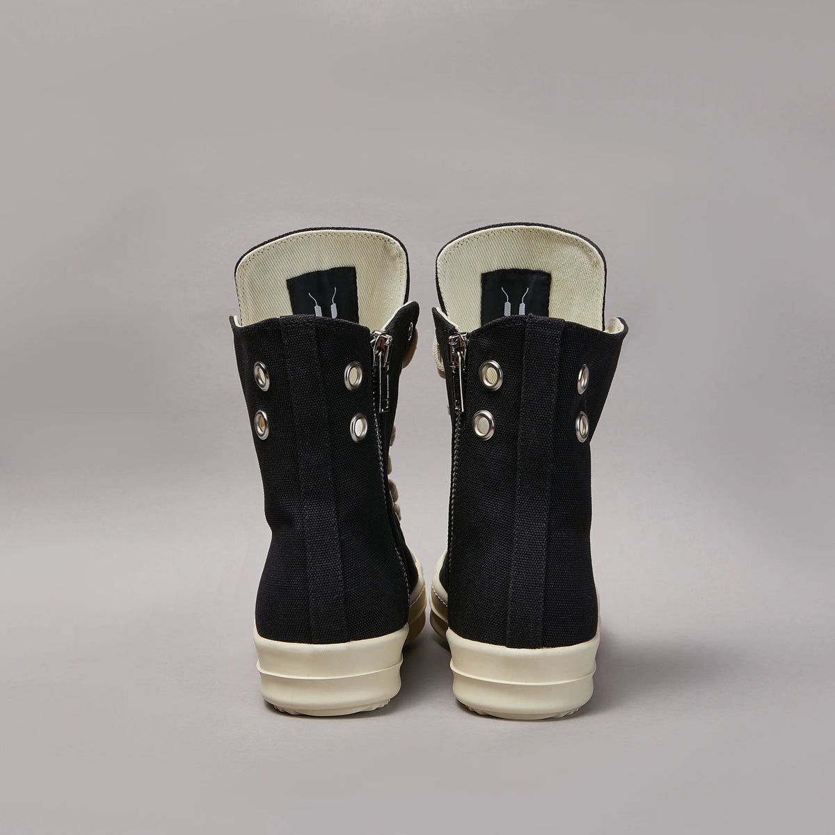 PENDRA Metalcore Black Canvas High-Top Metal-Hole Zip Lace-Up Sneakers
