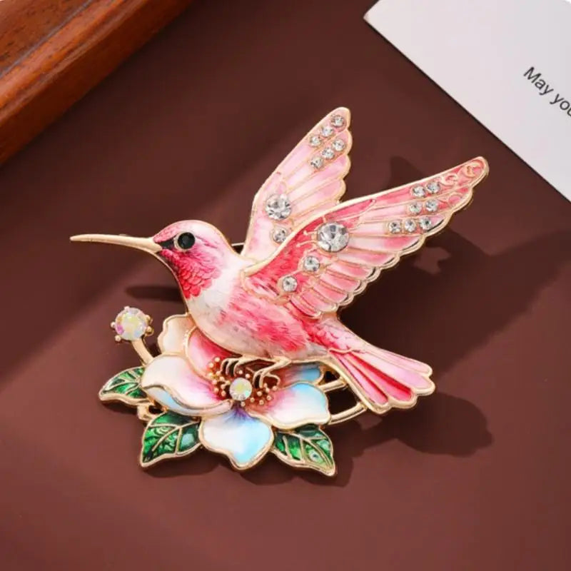 PENDRA Hummingbird Luminous Bird Brooch