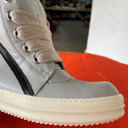 PENDRA Shadowline Grey Black Leather High-Top Zip Thick-Sole Ankle Boots