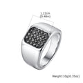 Punk Stainless Steel Signet Ring for Men,Waterproof Black Zircon Square Ring,Hip Hop Trend Jewelry Gift