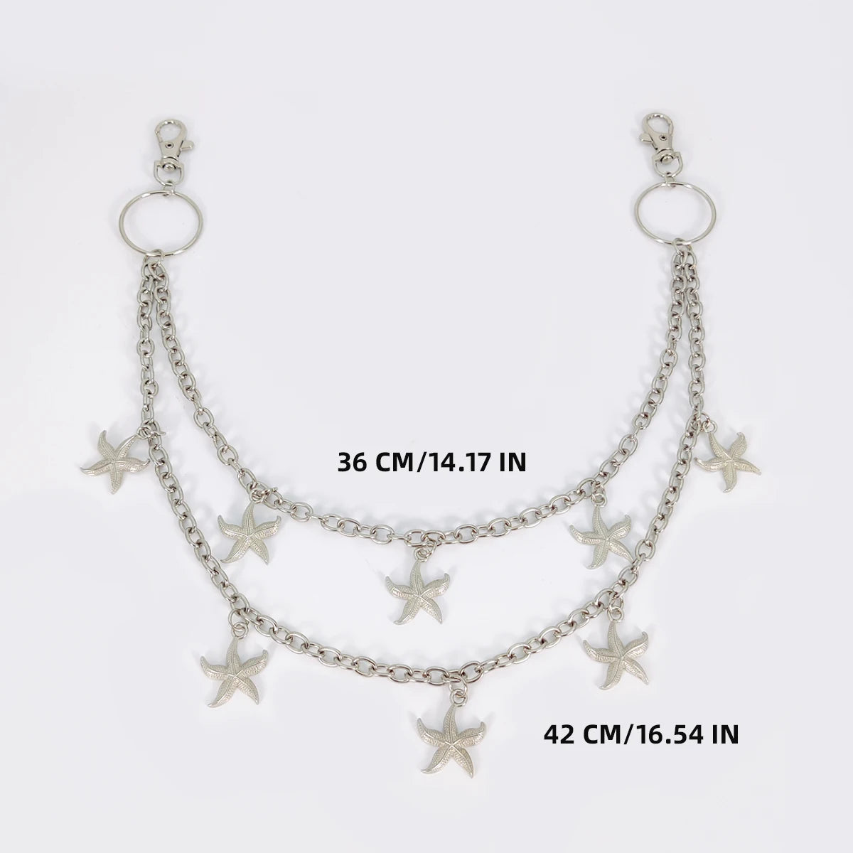 Star Double Layer Waist Chain Mens Decorative Pant Chain Jeans Trouser Chains Hip Hop Rock Chain Punk Retro Belt Chain