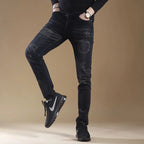 High-end Classic Washed Fashion Stretch Slim Black Mans Korean Style Streetwear Hip-hop Cowboy Jeans Luxury Casual Pants for Men