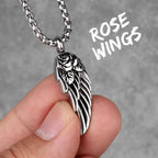 PENDRA Rose Wings Animal Steel Necklace
