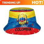 1pc Football Fan Colombia National Flag Soccer Art Bright Style Sports Unisex Printed Fisherman Hat, Stylish Hat with Fun Person