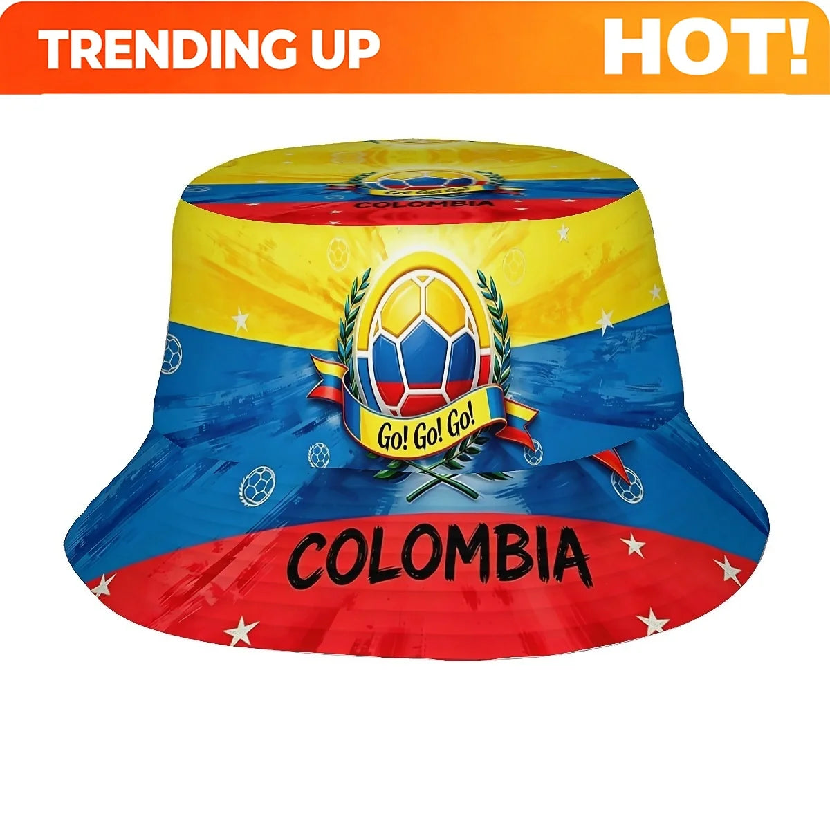 1pc Football Fan Colombia National Flag Soccer Art Bright Style Sports Unisex Printed Fisherman Hat, Stylish Hat with Fun Person