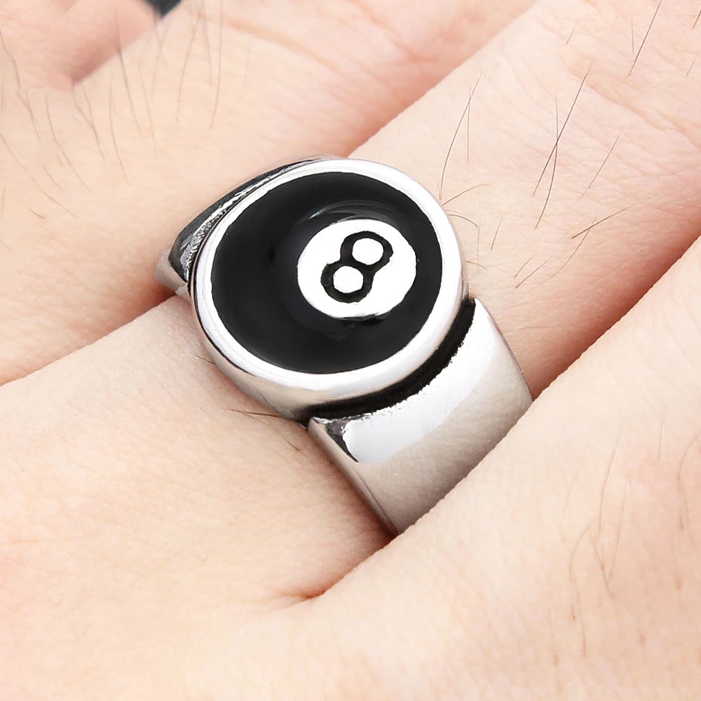 PENDRA Black8 Stainless Steel Number 8 Ring