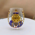 3D Crown Lion Drinking Glass Vintage Royal Style Whiskey Cup Creative Bar Tumbler for Home Party Gift Collection