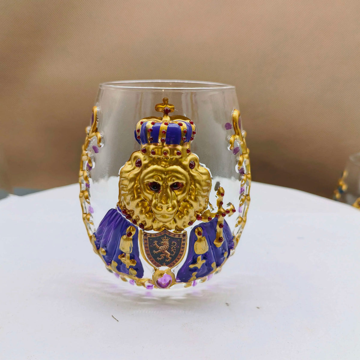 3D Crown Lion Drinking Glass Vintage Royal Style Whiskey Cup Creative Bar Tumbler for Home Party Gift Collection
